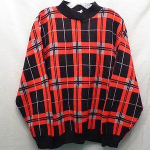 Womens Vintage Red and Black Plaid Pullover Sweater